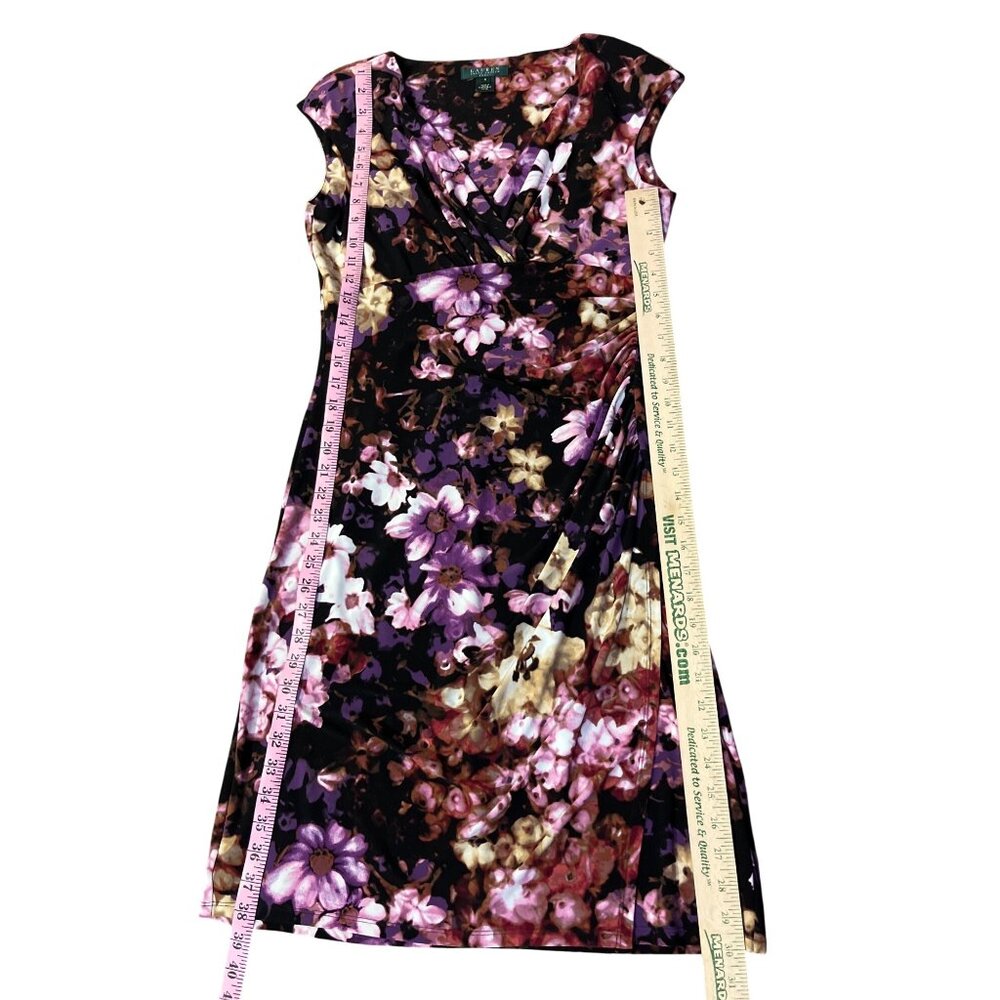 Lauren Ralph Lauren Floral Sheath Dress Womens 8 Ruched Midi Used - Picture 9 of 12